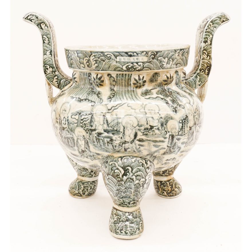 Chinese Ming Style Large Porcelain Censer 25''x25.5''