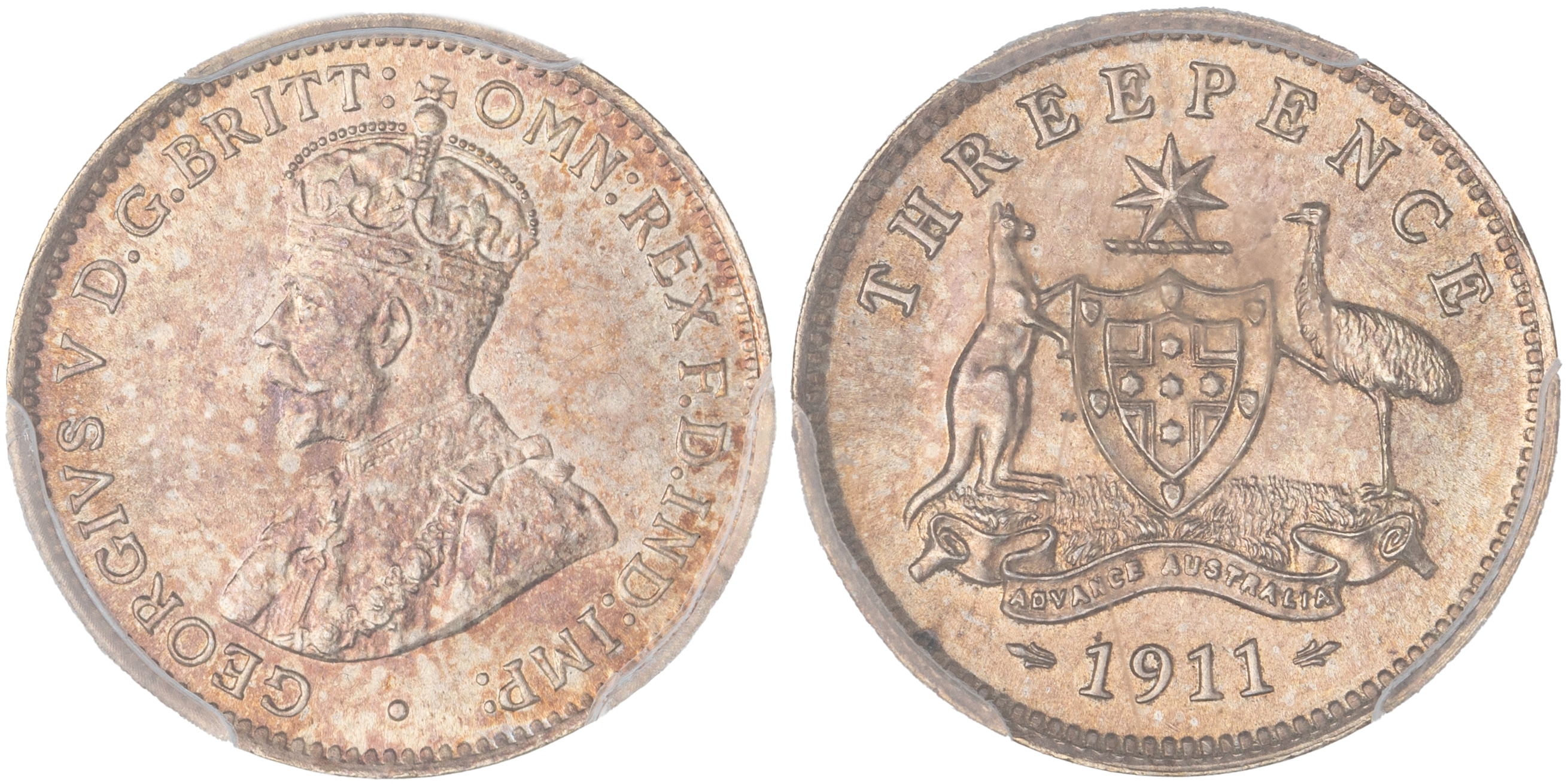 George V, Threepence, 1911, PCGS MS64