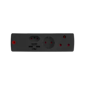 Adaptor 1 X 16A + 1 X 5A + 1 SK +2X 2.1A black |