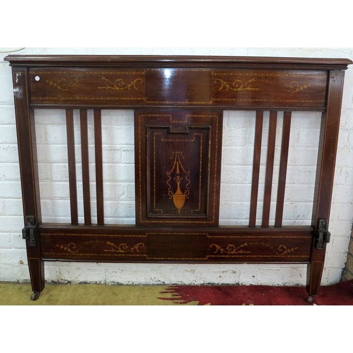 VICTORIAN INLAID MAHOGANY HEADBOARD
