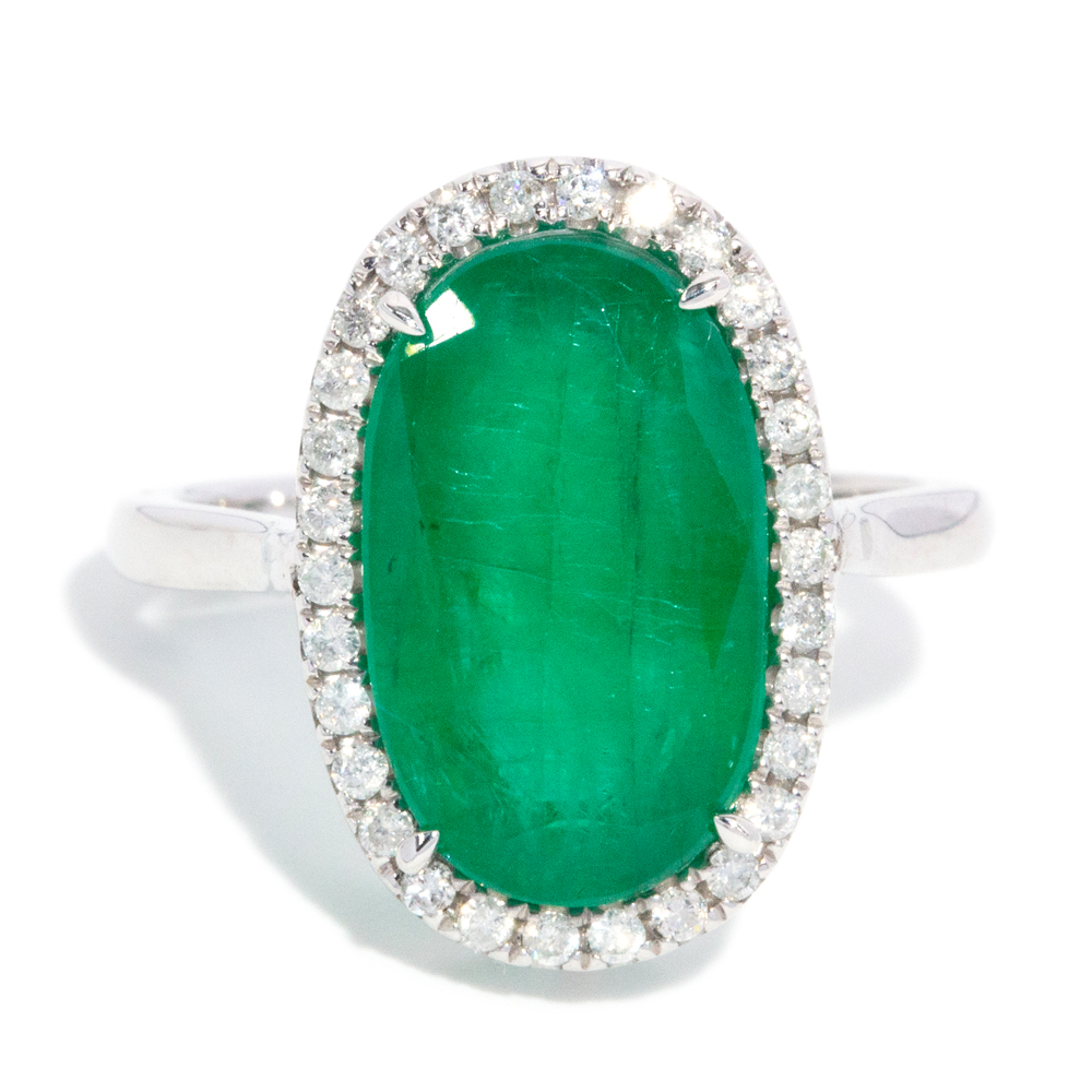 72 · 5.50 Carat Emerald & Diamond Dress Ring in 14ct Gold