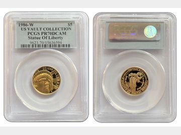 1986 United States of America Vault Collection Gold $5 Coin PR70 Ultra Cameo