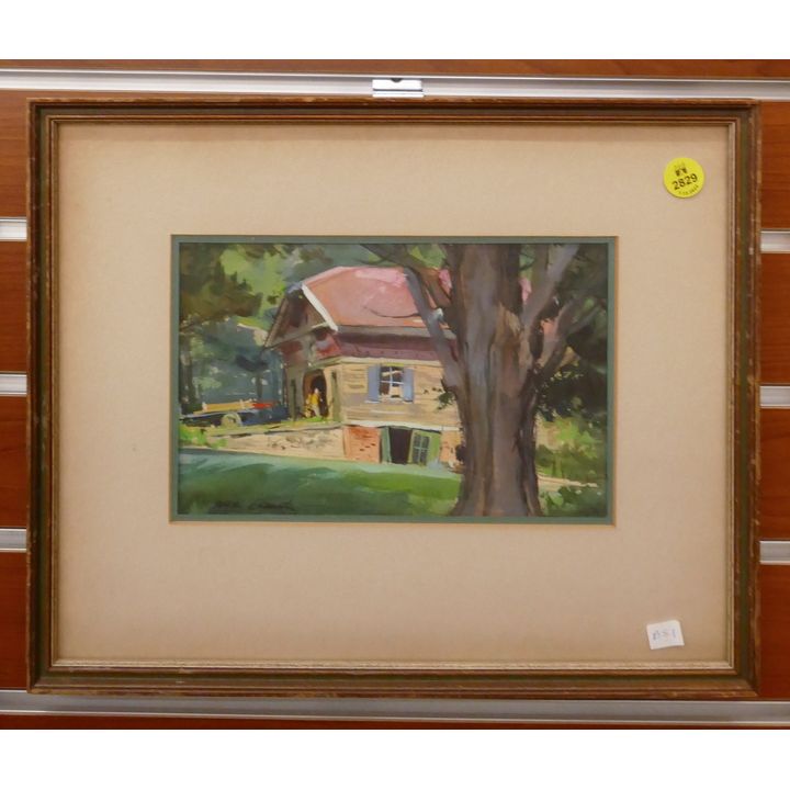 Hardie Gramathy California Home Scene Gouache Framed- 11x14''