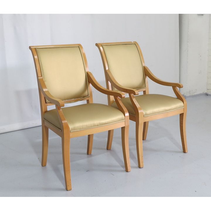 PAIR OF UPHOLSTERED YEWWOOD ARMCHAIRS