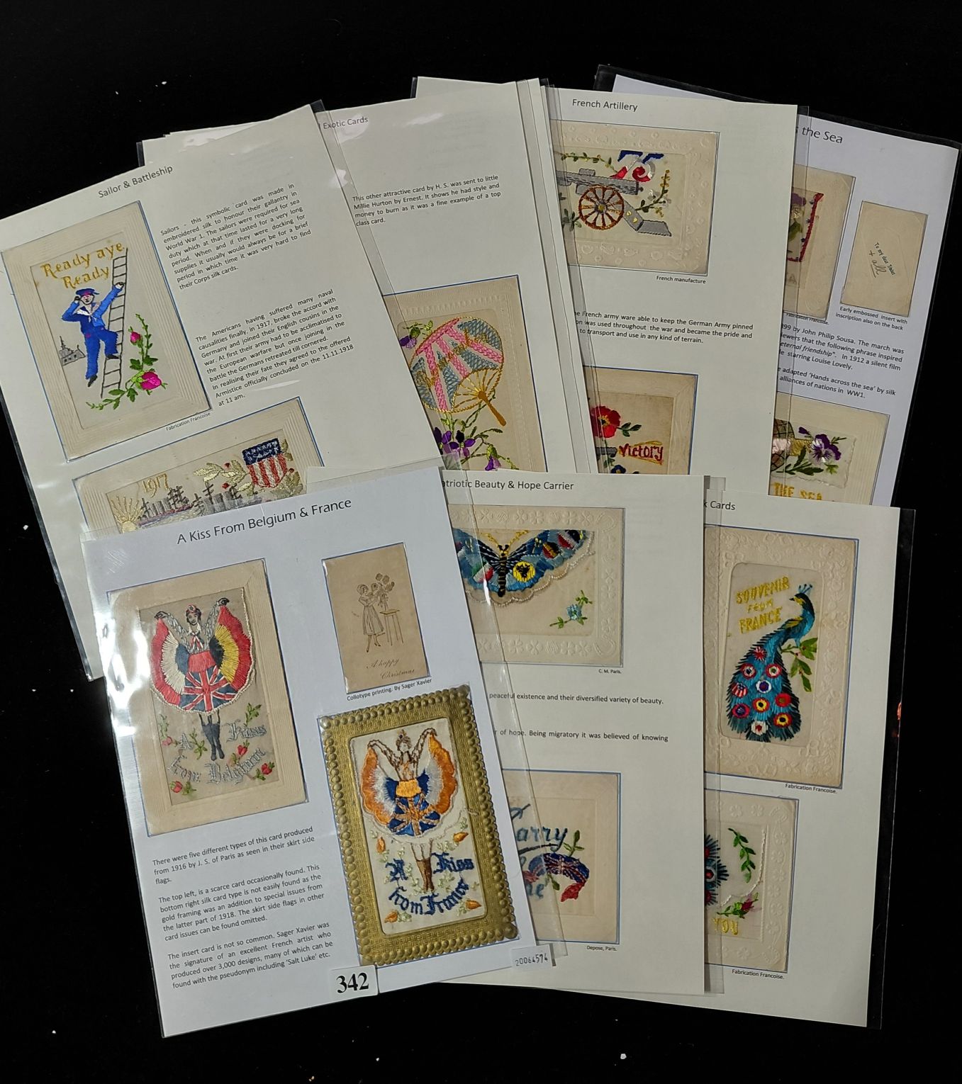 342 · SILK POSTCARDS - WWI MILITARY