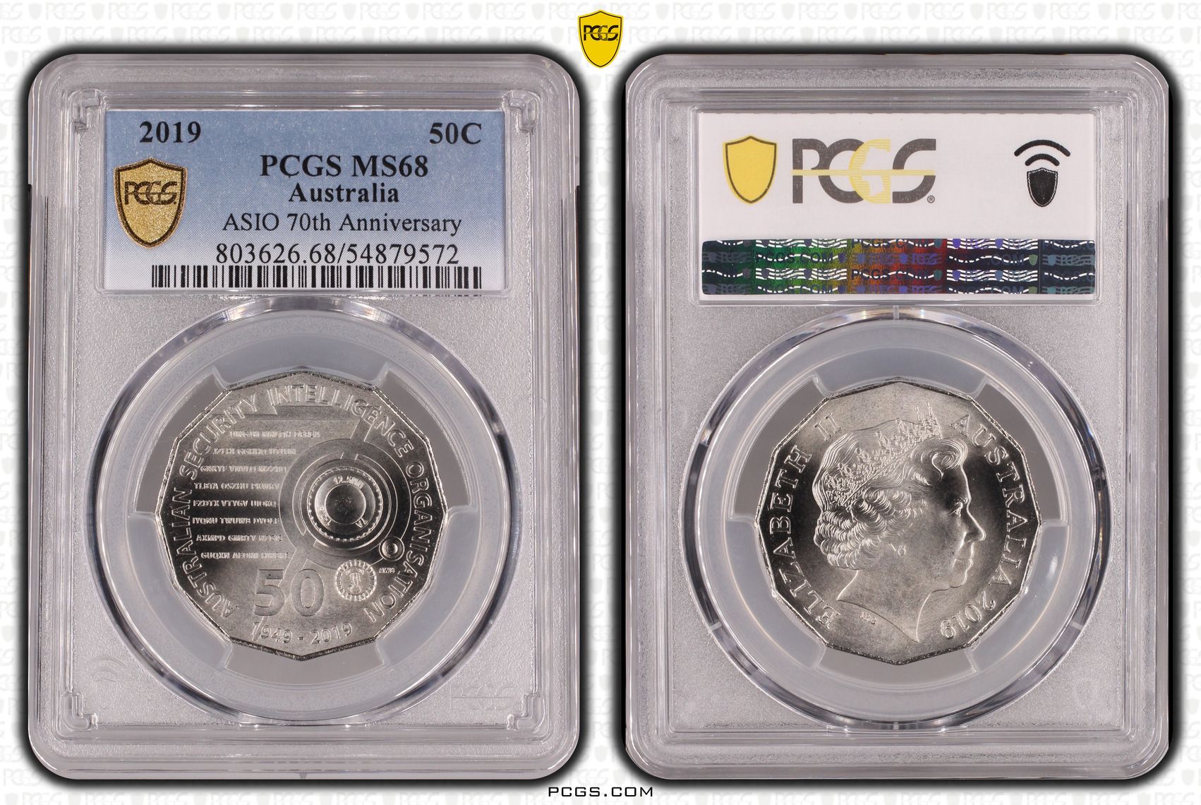 ASIO 70th Anniversary, Fifty Cent, 2019, PCGS MS68