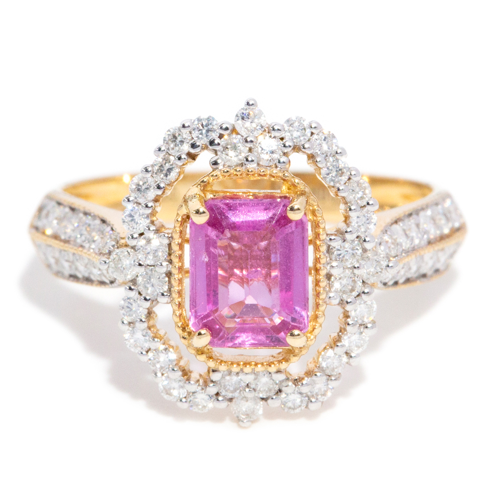 201 · 1.11 Carat Pink Sapphire and Diamond Ring in 14ct Gold