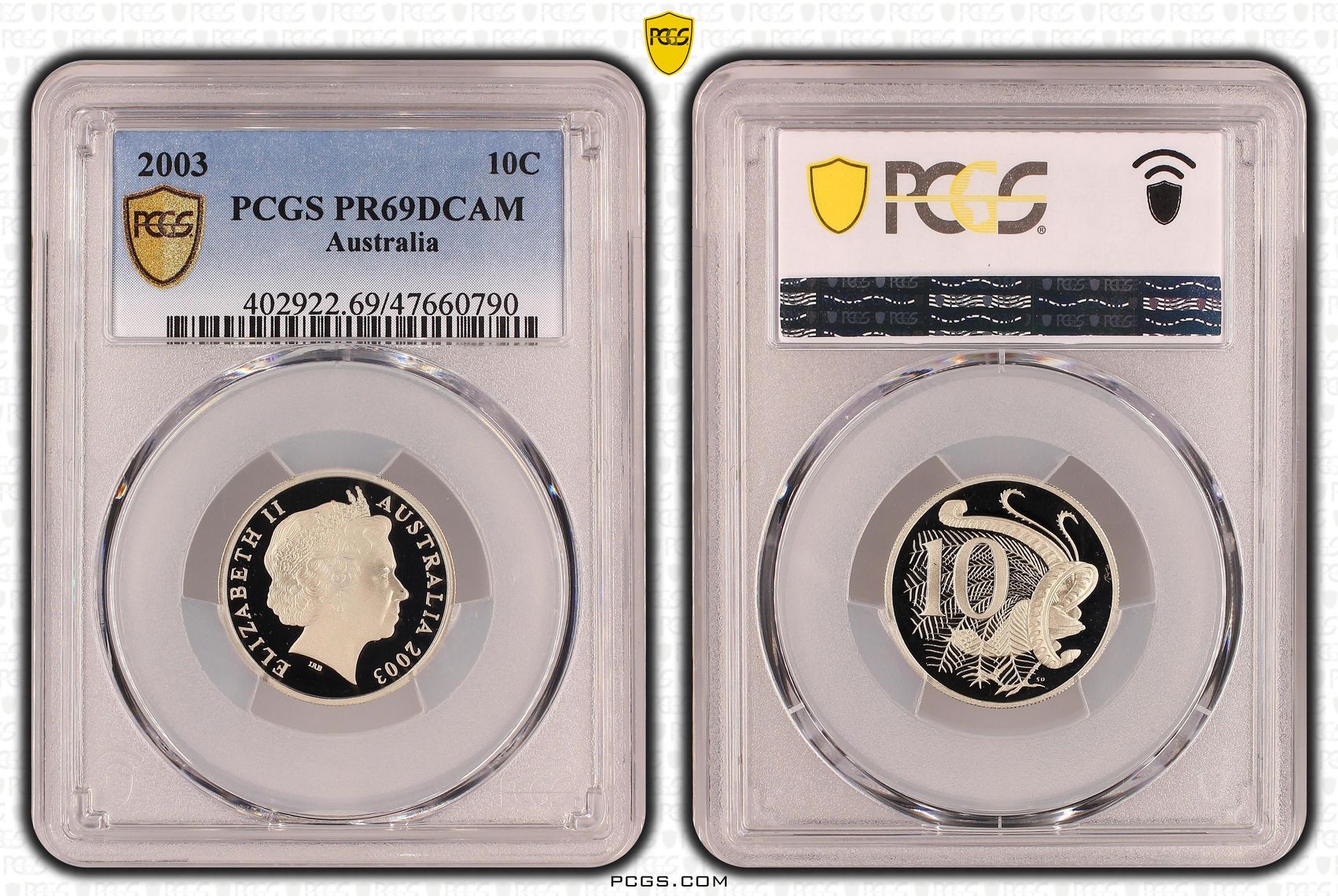 Elizabeth II, Ten Cent, 2003, PCGS PR69DCAM