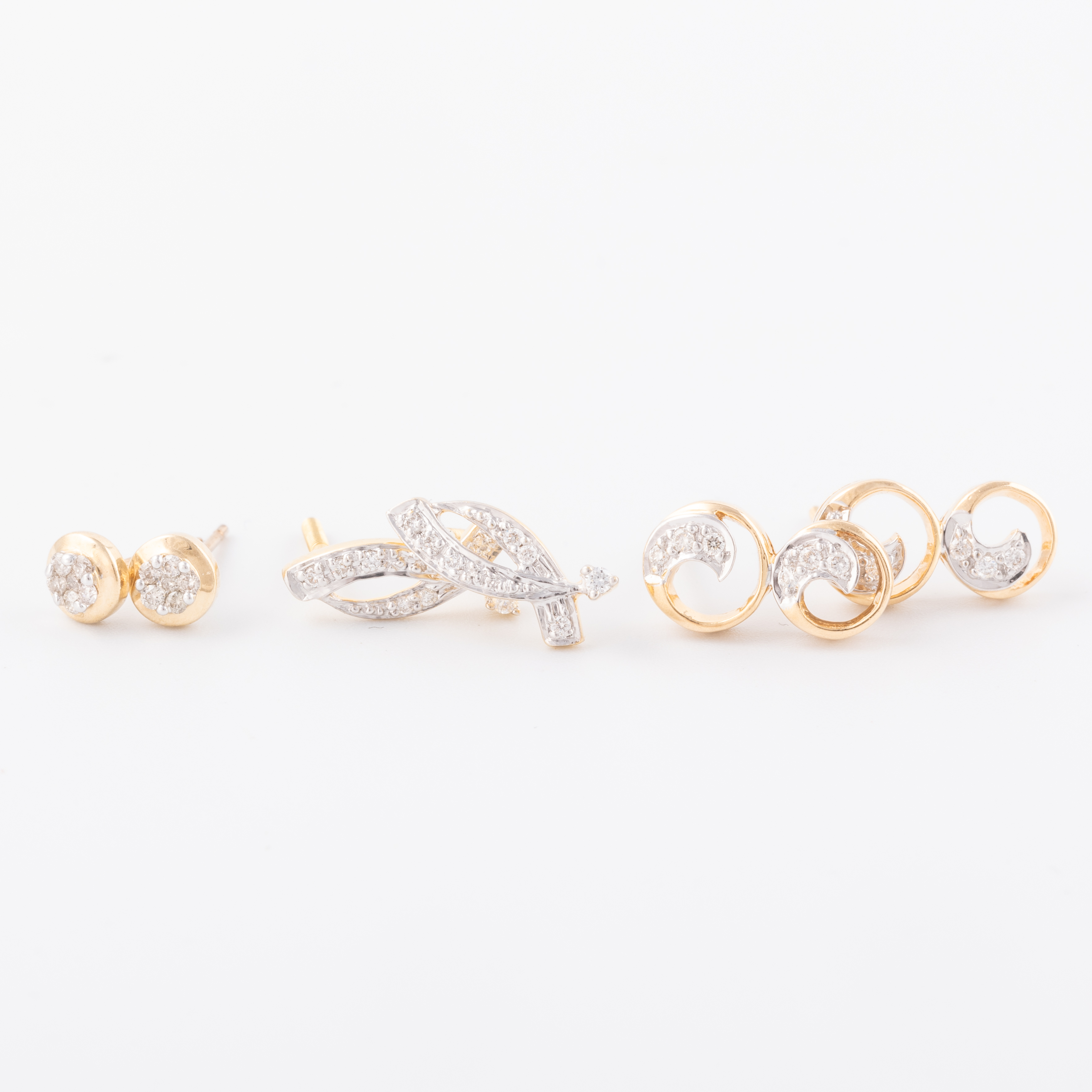 Three pairs of Diamond Earrings