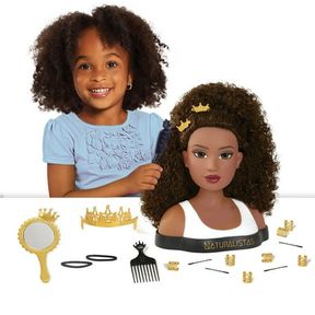 NATURALISTAS DAYNA DELUXE CROWN AND CURLS FASHION STYLING HEAD, 3C TEXTURED HAIR, 19 ACCESSORIES