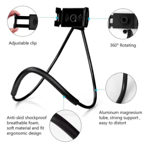 Hands Free Lazy Neck Phone Holder Bold Black iPhone 12 Pro |