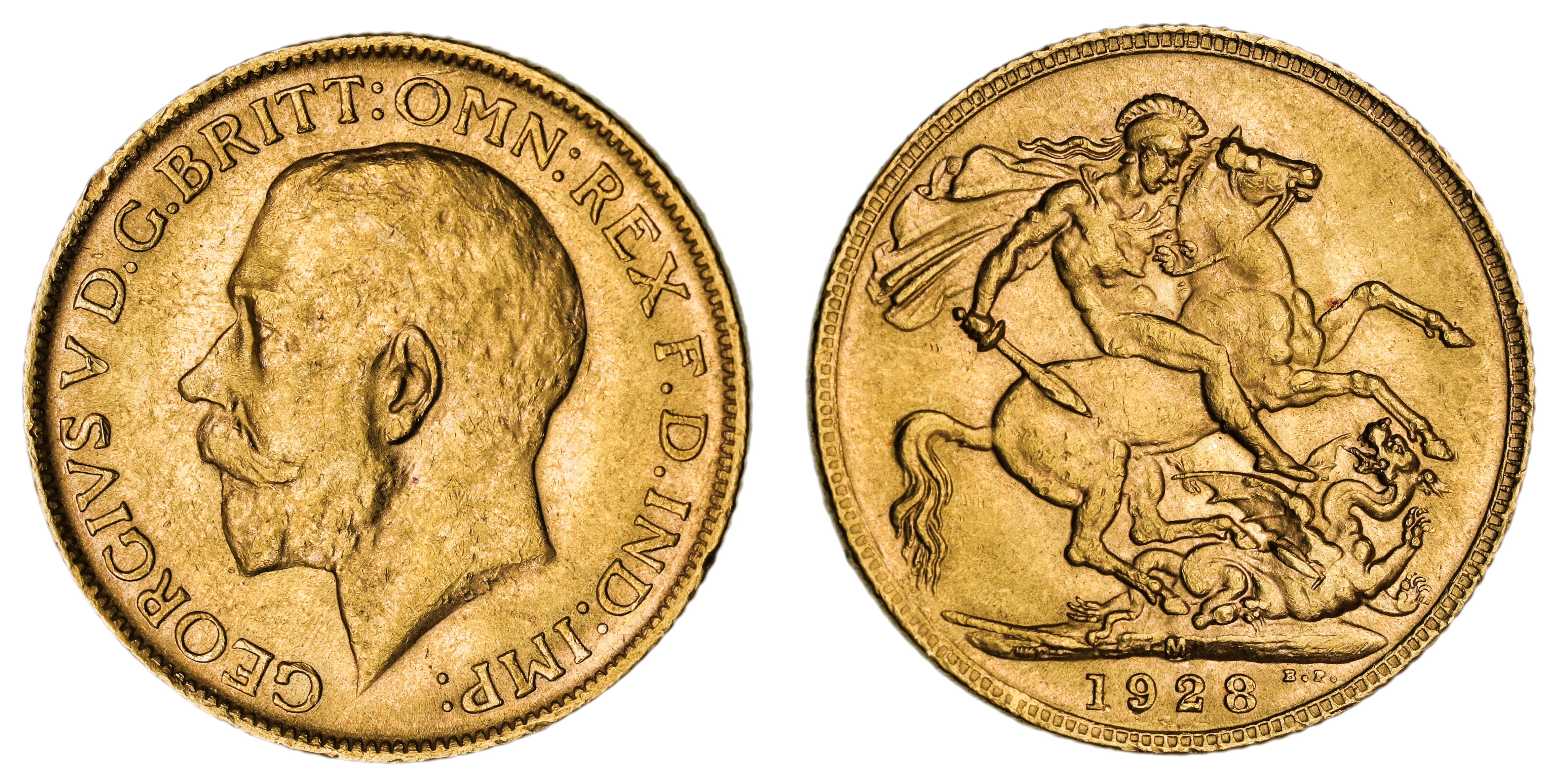 George V, St. George Reverse - Melbourne Mint, Sovereign, 1928, EF