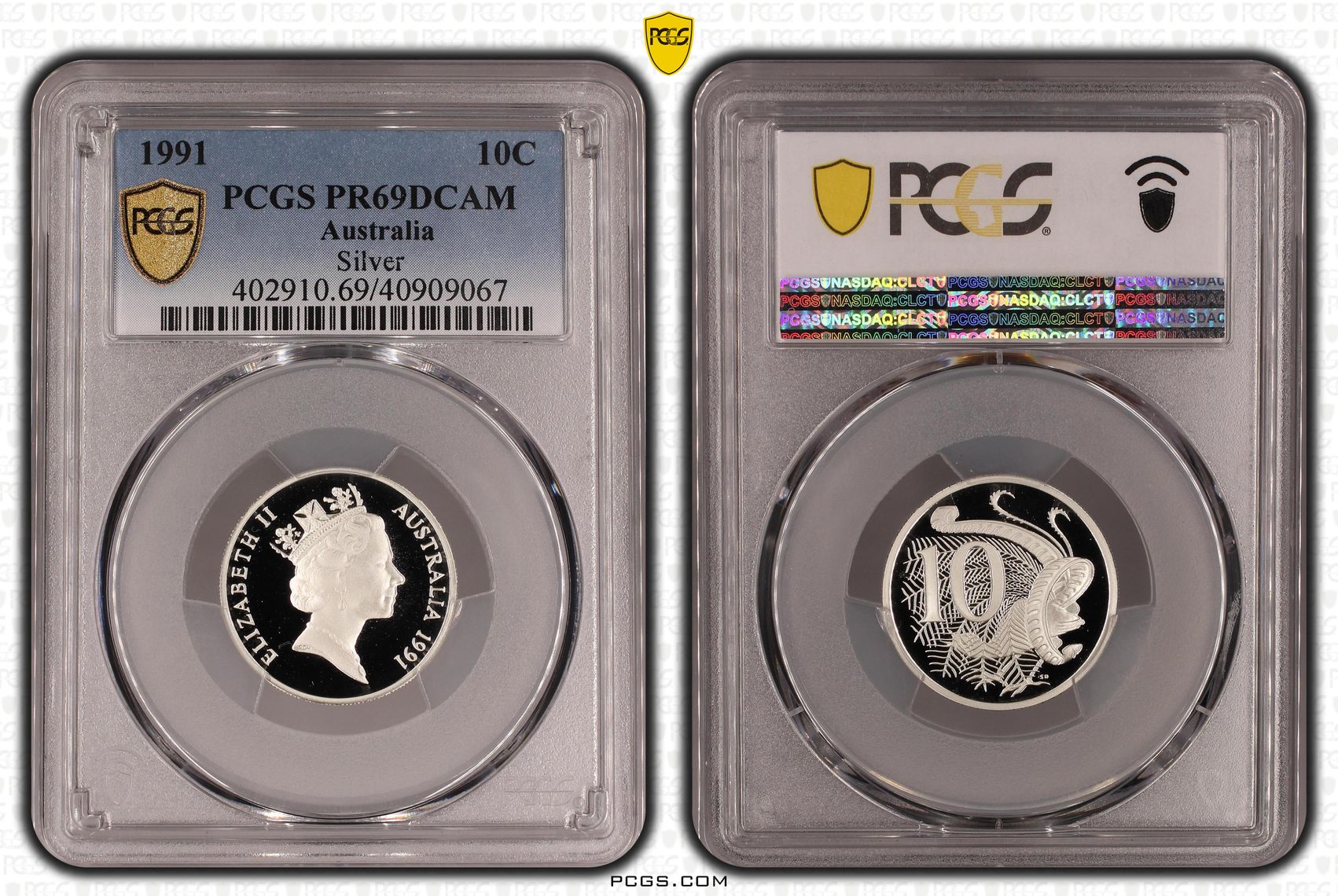 Silver, Ten Cent, 1991, PCGS PR69DCAM