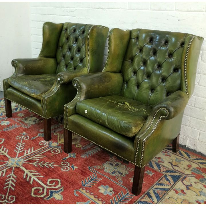 PAIR OF VICTORIAN CHESTERFIELD ARMCHAIRS,