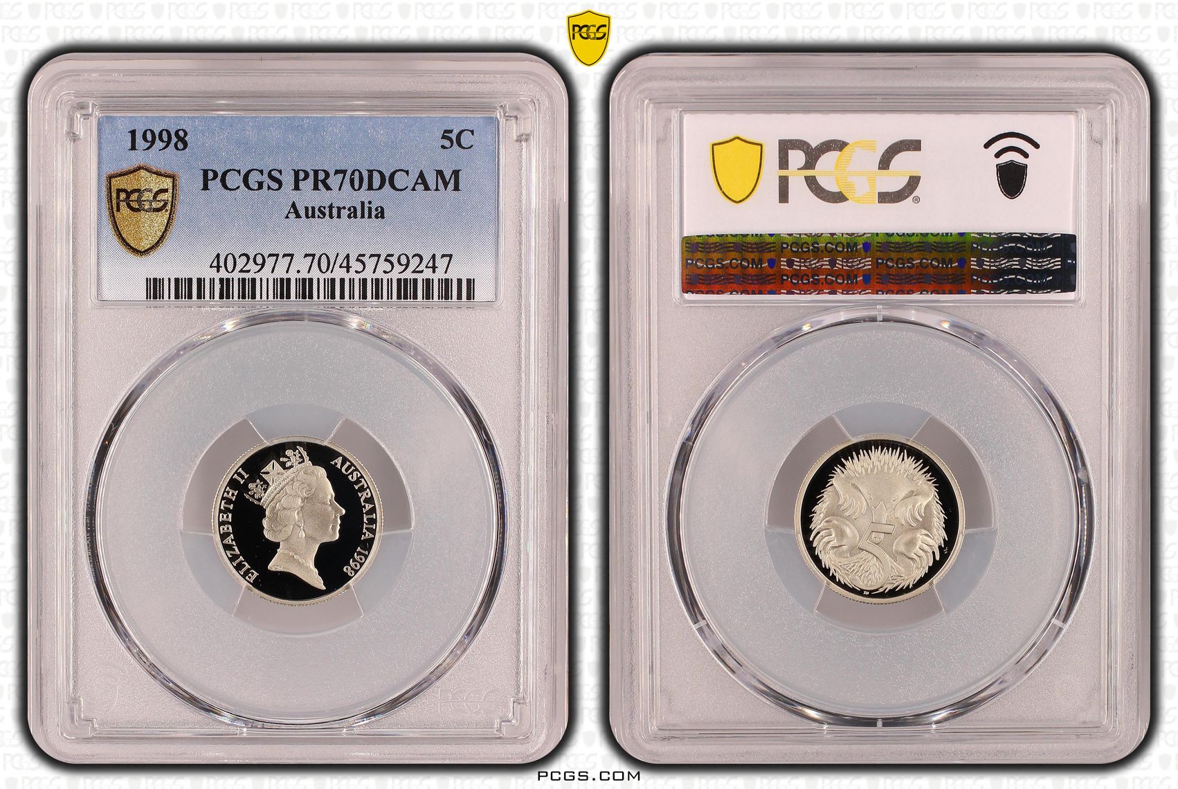 Elizabeth II, Five Cent, 1998, PCGS PR70DCAM