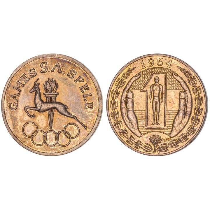 South Africa, Tokyo Olympic Games, Silver Fundraising Medal, 1964, UNC