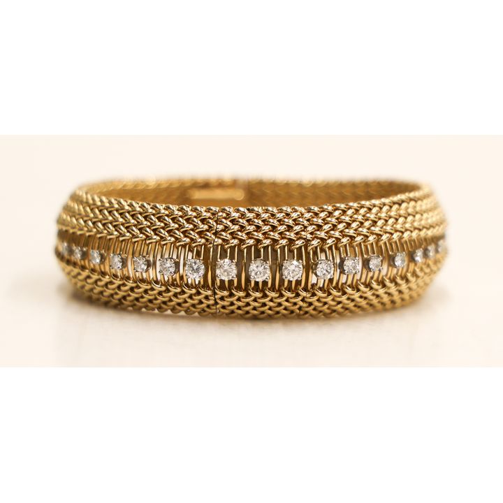Ladies 14k Omega Diamond Bracelet Wrist Watch