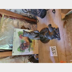 Cast Iron chicken, bear and rooster decorations