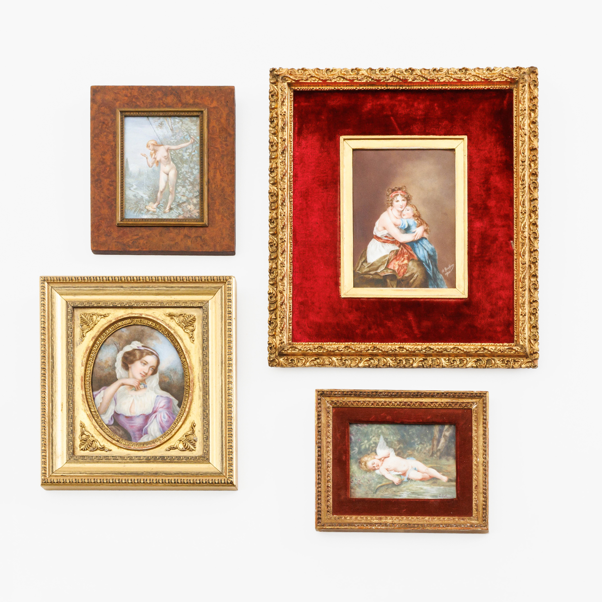 Four miniature paintings, c. 1900 – kavel bij Bernaerts, Antwerp