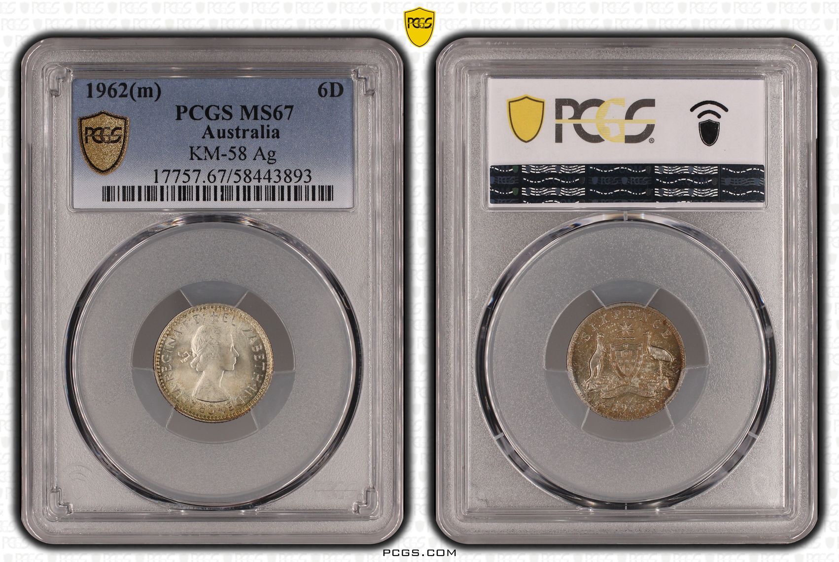 Elizabeth II, Sixpence, 1962(m), PCGS MS67