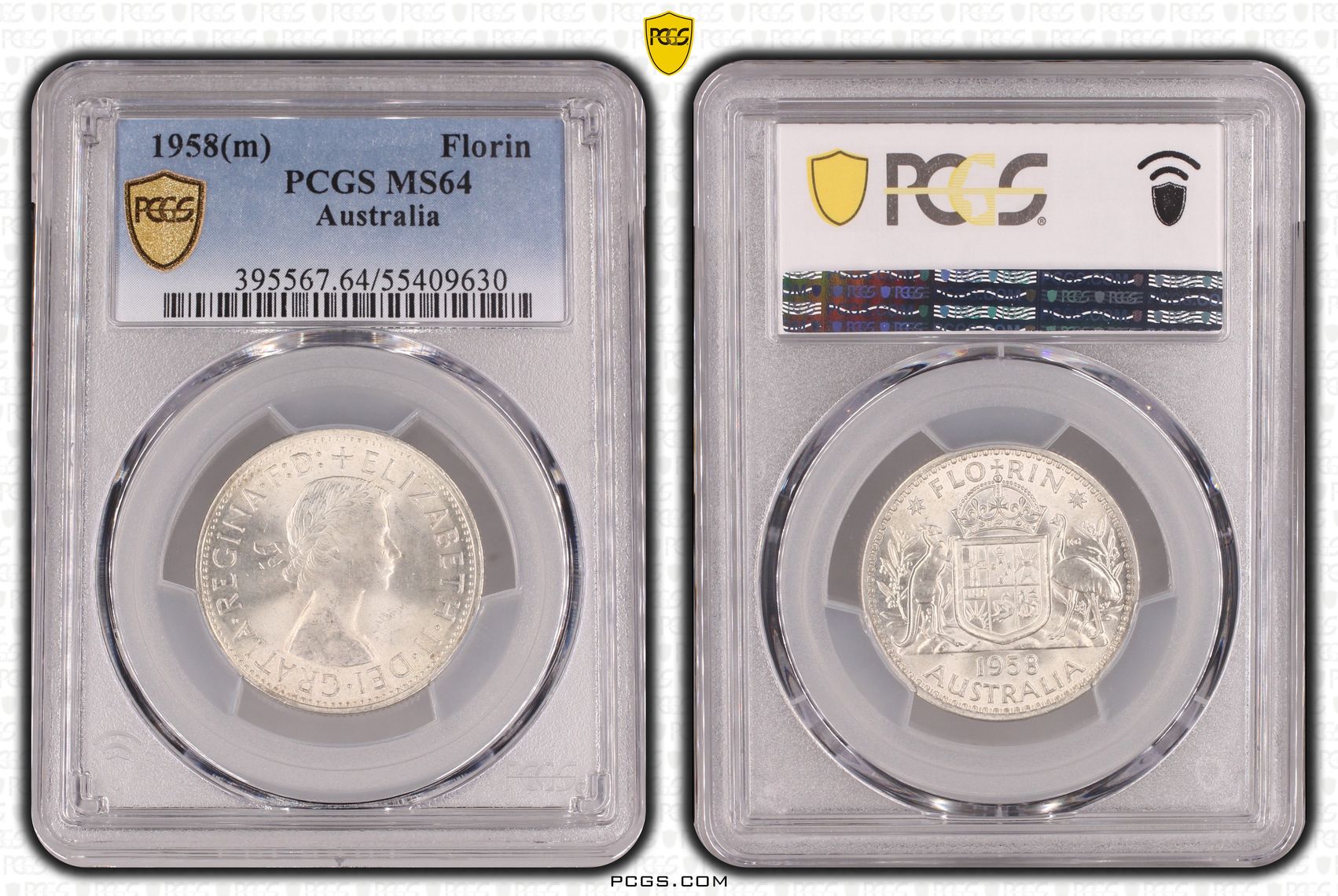 Elizabeth II, Florin, 1958(m), PCGS MS64