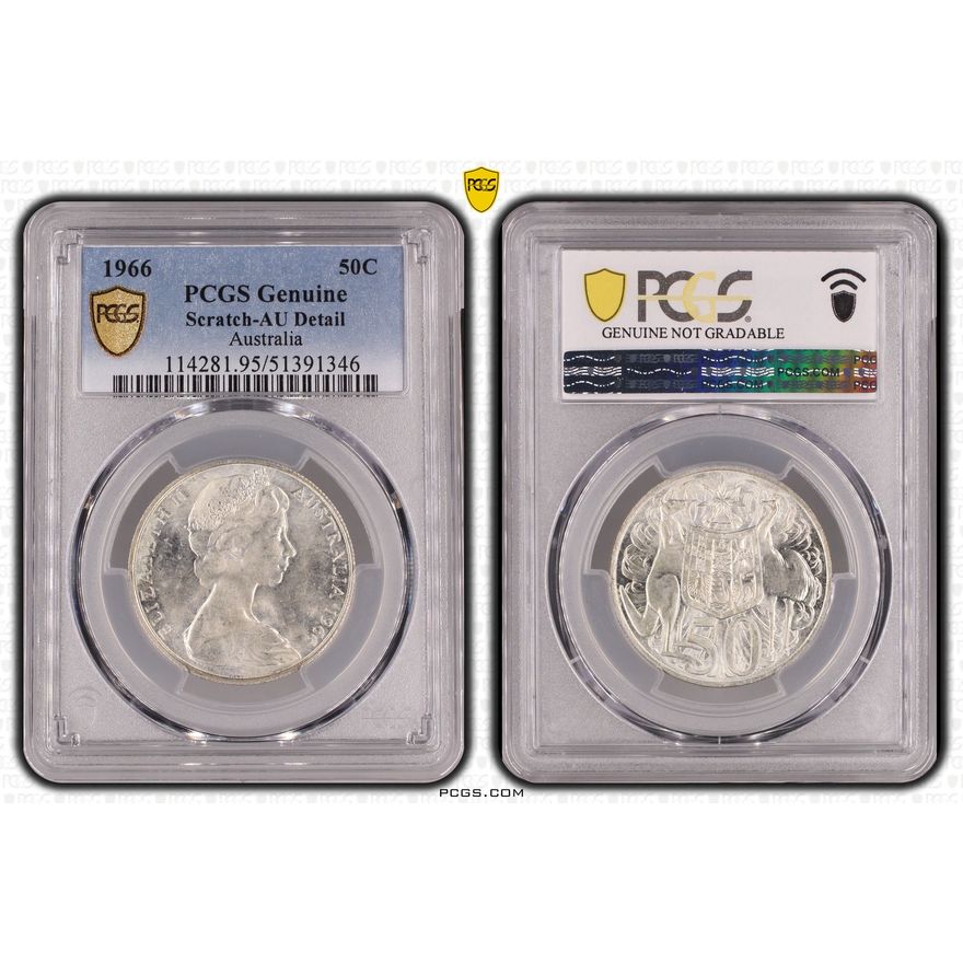 Fifty Cent, 1966, PCGS Genuine  - AU Details (95 - Scratch)