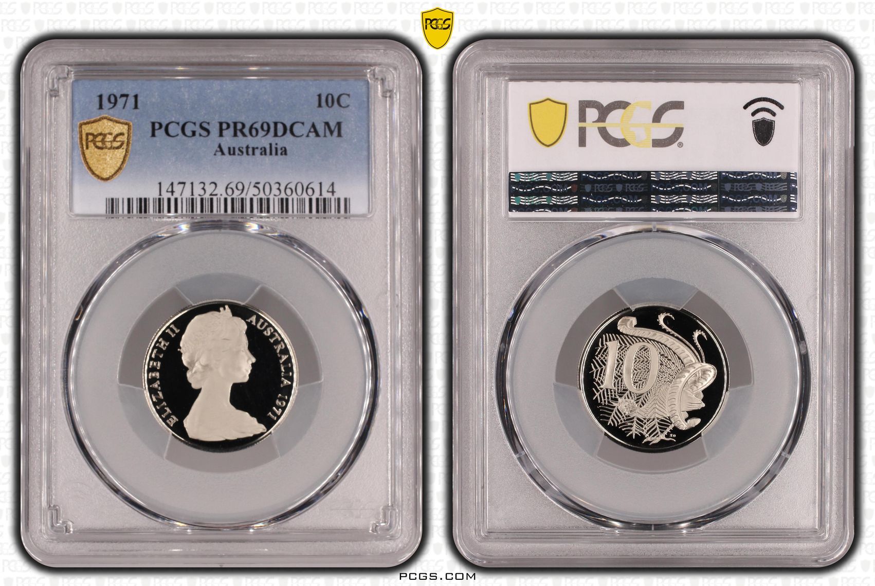 , Ten Cent, 1971, Pcgs Pr69dcam