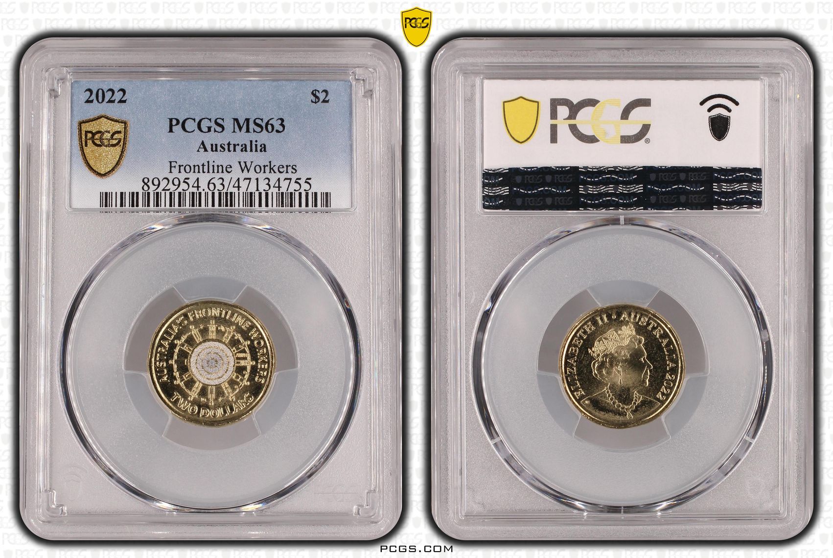 Elizabeth II, Frontline Workers, Two Dollar, 2022, PCGS MS63