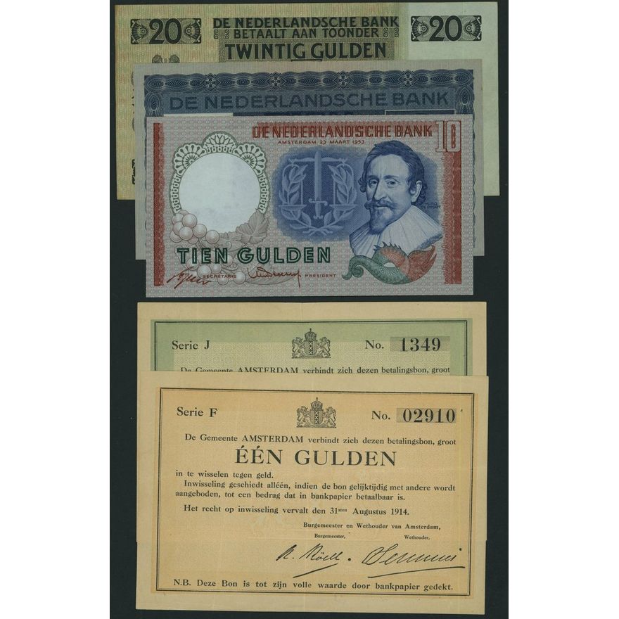 Netherlands group, [6 notes] 1914-53, (Pick 44, 49, 70, 85, two ...