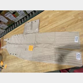 (2) WILD FABLE WOMENS BEIGE STRIPED STRAPPY SQUARE NECK COTTON OVERALL ASSORTED SIZE