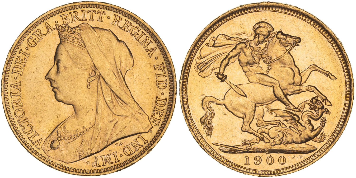Victoria, St George Reverse, Sovereign, 1900-S, UNC