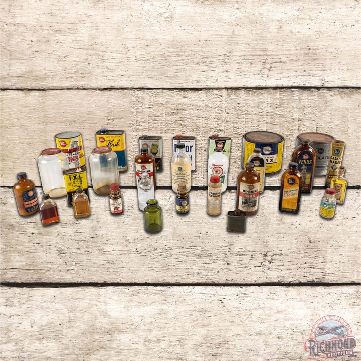 Lot of 28 Whiz Advertising Cans & Bottles