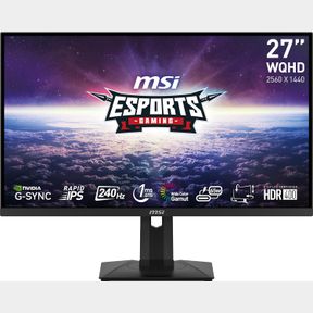 MSI G274QPX, 27" GAMING MONITOR, 2560 X 1440 (QHD), RAPID IPS, 1MS, 240HZ, G-SYNC COMPATIBLE, HDR 400, HDMI, DISPLAYPORT, TILT, SW