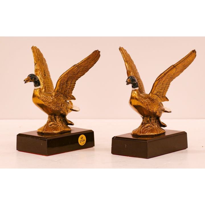 Pair Vintage Metal Duck Bookends- 7''