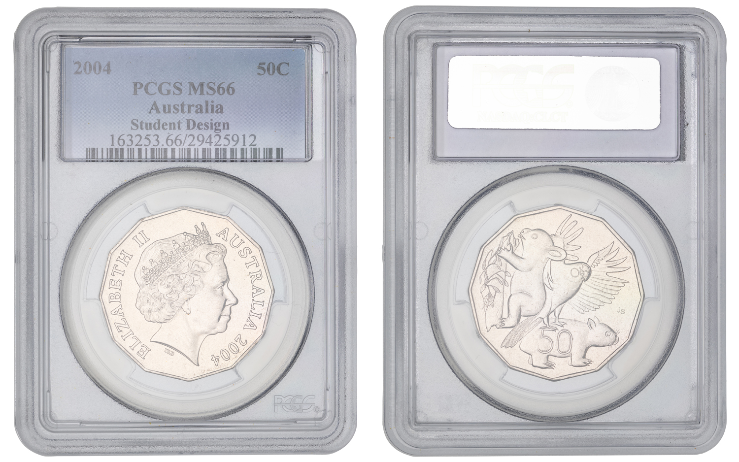 Elizabeth II, Student Design, Fifty Cent, 2004, PCGS MS66