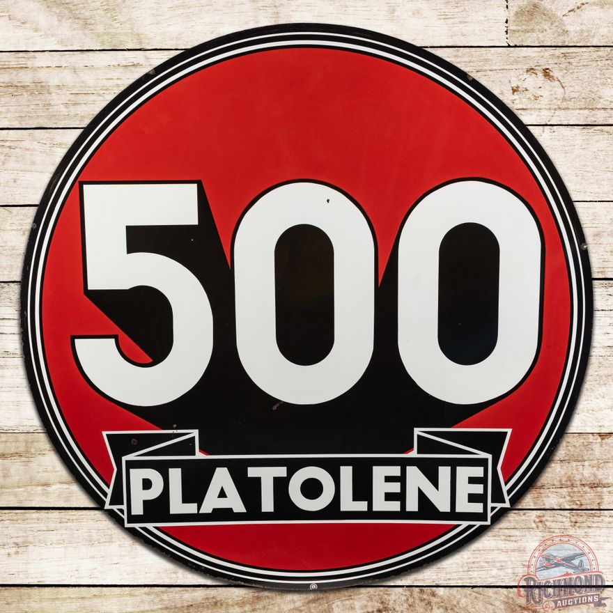 Scarce 1950's 6' Platolene 500 DS Porcelain ID Sign Terre Haute Indiana