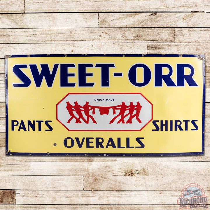 Sweet Orr Union Made Pants Shirts Overalls 8' SS Porcelain Sign w/ Logo