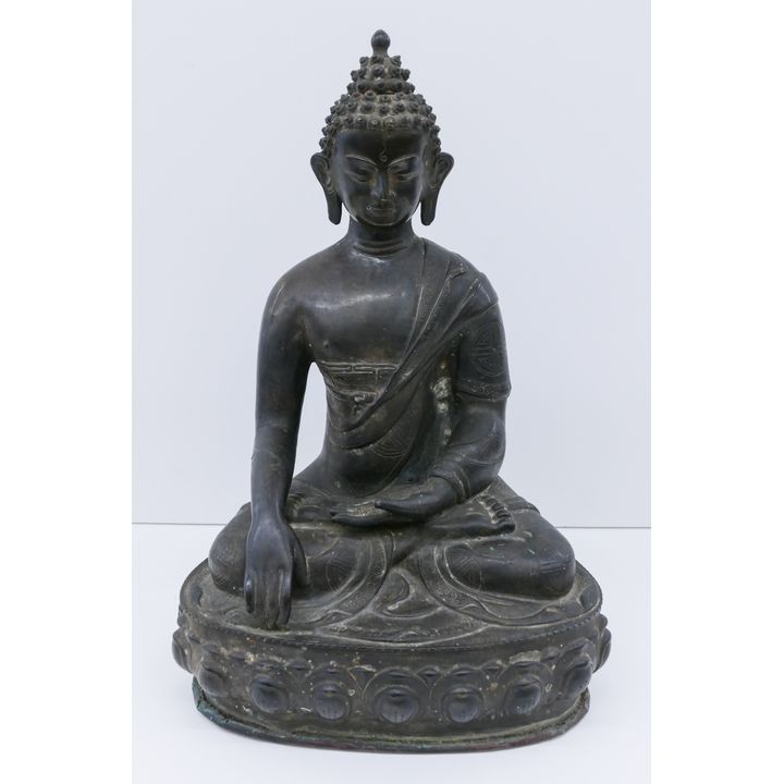 Tibetan 19th Cent. Copper Seated Buddha on Throne