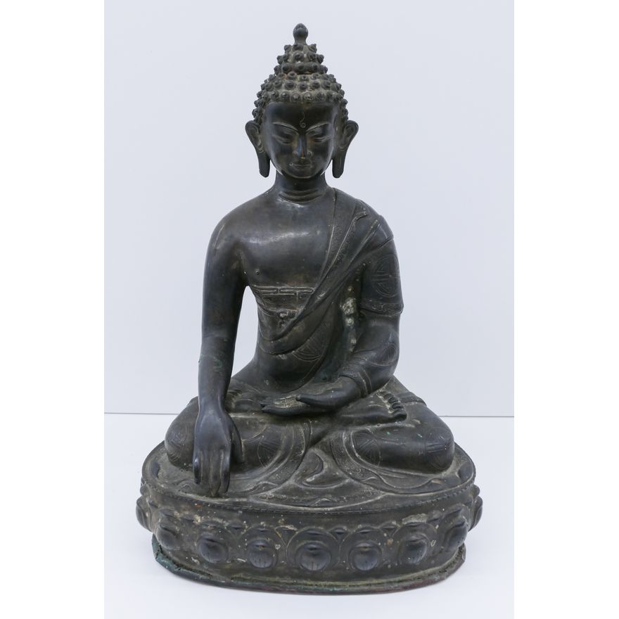 Tibetan 19th Cent. Copper Seated Buddha on Throne