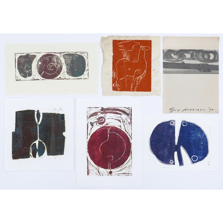 5pc Guy Anderson Abstract Woodcut Prints