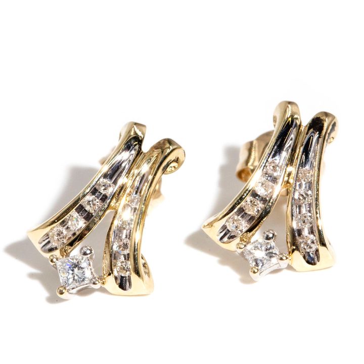 9 Carat Gold Diamond Earrings,