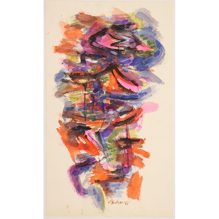 Byron Gardner ''Floral Forms'' 1959 Watercolor on Paper 18''x11''