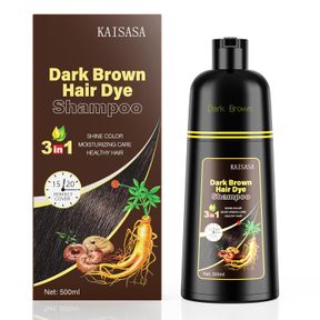 KINGMING DARK BROWN 3 IN 1 HAIR DYE SHAMPOO FOR GRAY COVERAGE, HERBAL INGREDIENTS FOR MEN AND WOMEN, 500ML (DARK BROWN)