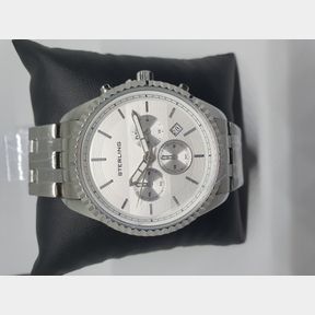 MENS STERLING - STAINLESS STEEL - CHRONOGRAPH - WHITE DIAL - DATE FUNCTION - 51929/12207