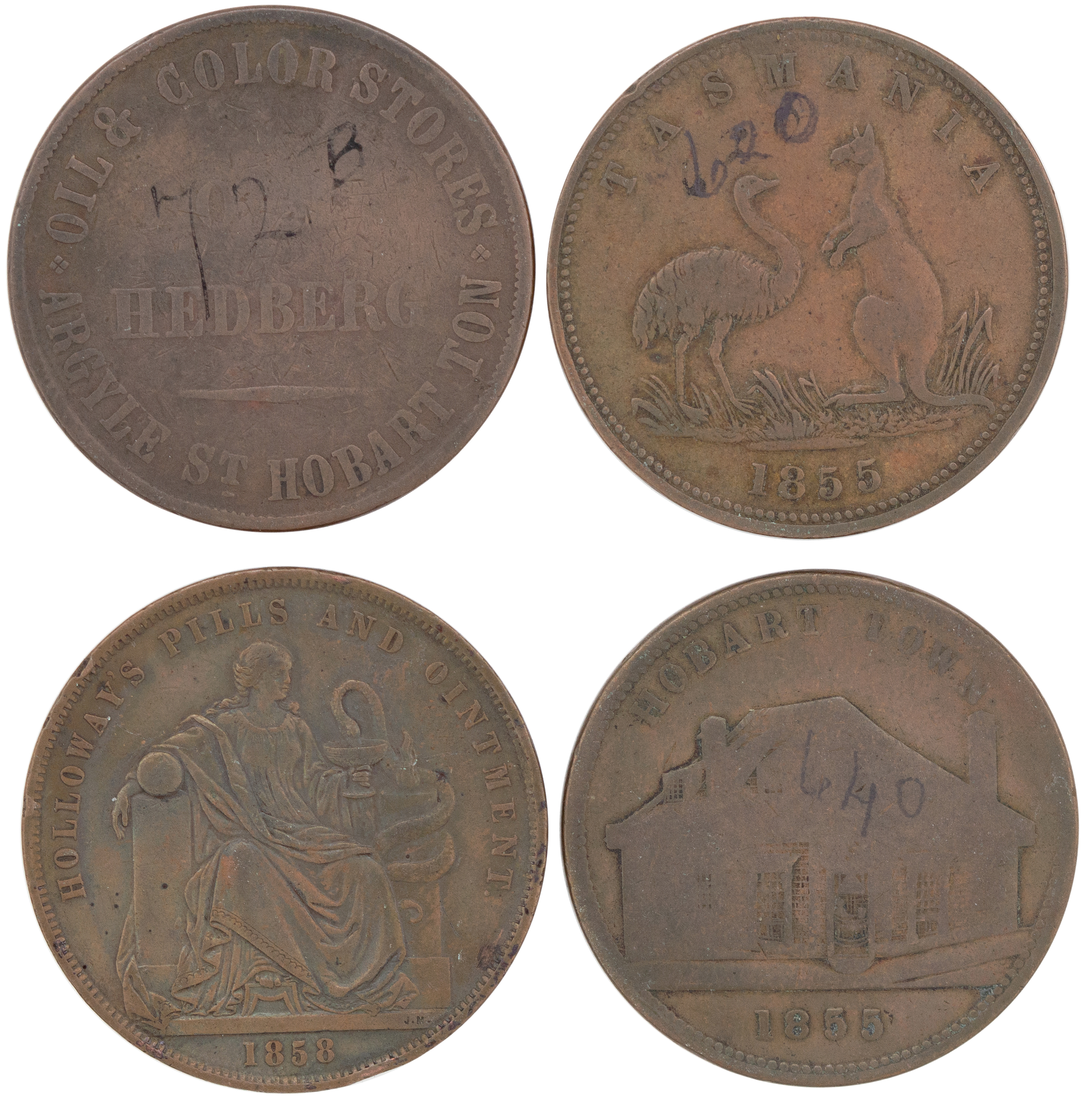 Tasmania, Penny, 1855 - c.1860, VG - VF