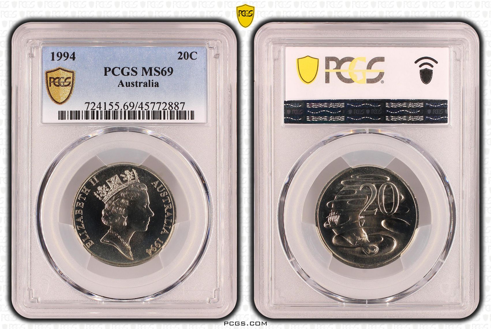 Elizabeth II, POP 24/0, Twenty Cent, 1994, PCGS MS 69