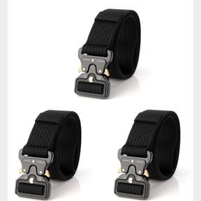 (3) BLACK TACTICAL MILITARY BELT ADJUSTABLE COMBAT