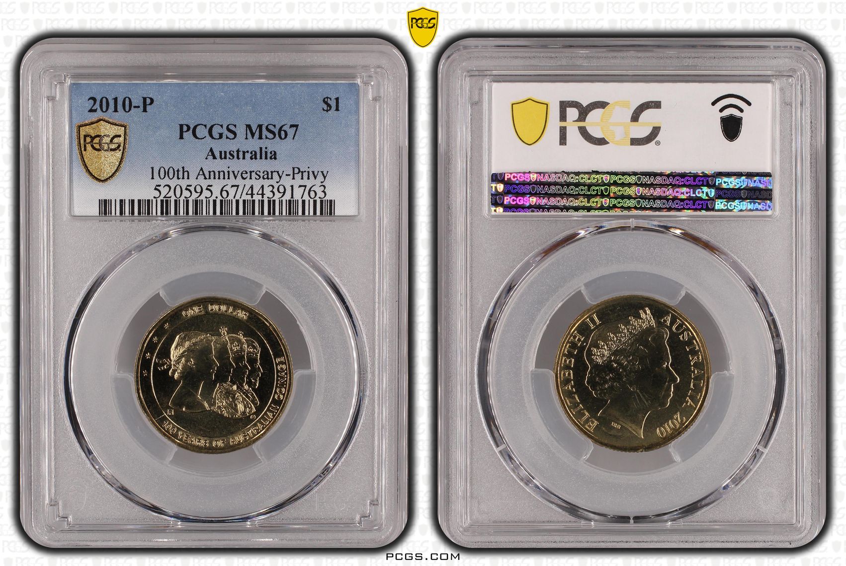2010-P Australia One Dollar, $1 100th Anniversary-Privy PCGS - MS67 POP 3/0 -763