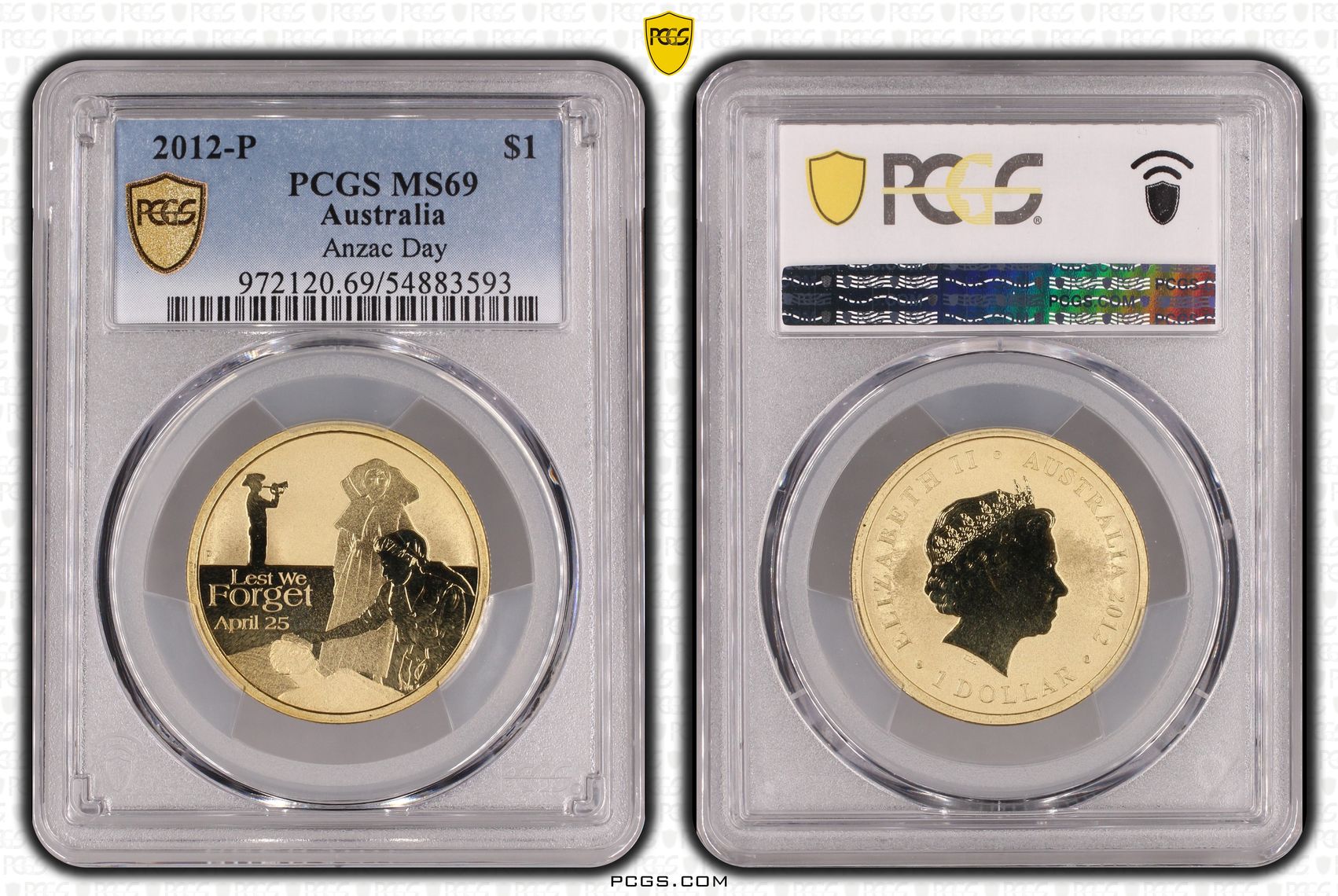 Anzac Day, One Dollar, 2012-P, PCGS MS69