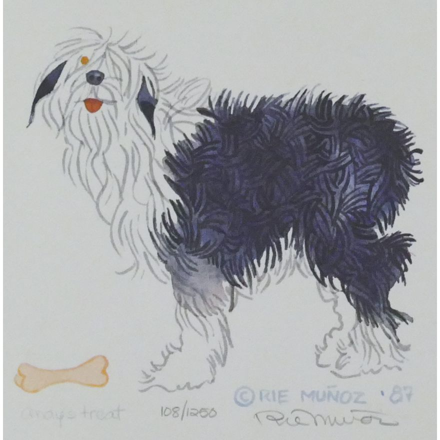 Rie Munoz "Andy's Treat" 1987 Signed Print 10.25" x 10.75" Sheet.